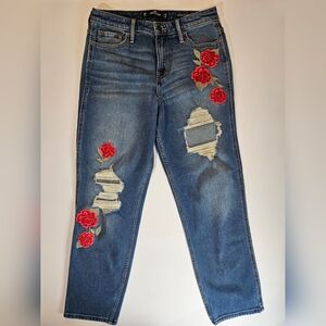 Hollister Vintage High Rise Jeans Womens Size 5R Distressed Blue Rose